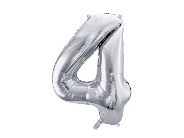 Foil Balloon Number ''4'', 72cm, silver