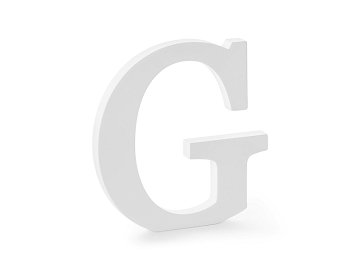 Wooden letter G, white, 19.5x20cm