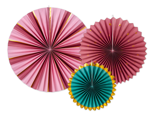 Decorative Rosettes, burgundy, 26-43 cm (1 pkt / 3 pc.)