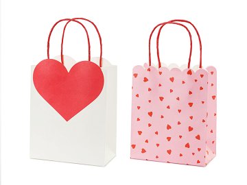 Gift bags Hearts, 14.5x18-19.4x8 cm, mix (1 pkt / 6 pc.)