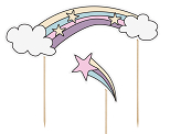 Cake topper Unicorn, 13-23.5 cm (1 pkt / 5 pc.)