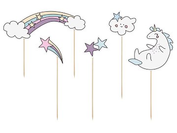 Cake topper Unicorn, 13-23.5 cm (1 pkt / 5 pc.)