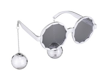 Glasses Disco balls, 16x6.5 cm, silver