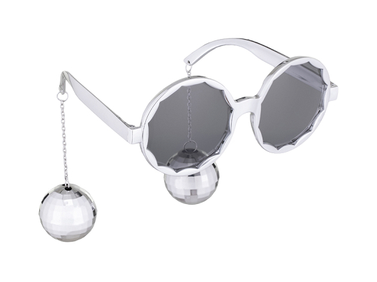 Glasses Disco balls, 16x6.5 cm, silver