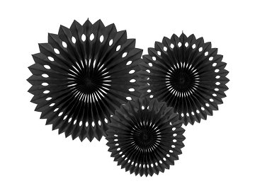 Decorative Rosettes, Black, 20-30cm (1 pkt / 3 pc.)