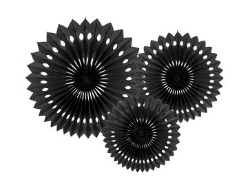 Decorative Rosettes, Black, 20-30cm (1 pkt / 3 pc.)