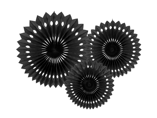 Decorative Rosettes, Black, 20-30cm (1 pkt / 3 pc.)