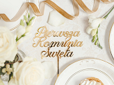 ''Pierwsza komunia święta'' Acrylic Cake Topper, gold, 16.5 cm