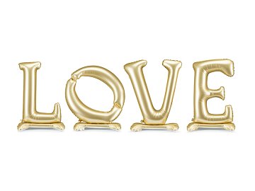 Standing foil balloon 'LOVE', 350x114 cm, gold