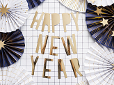 Banner Happy New Year, gold, 10 x 90 cm
