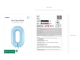 Foil Balloon Number ''0'', 72cm, light blue
