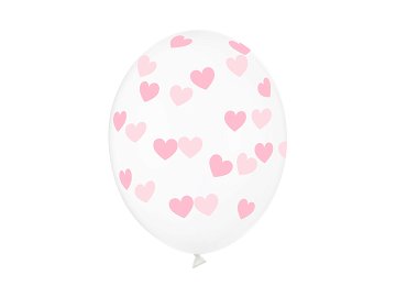 Balloons 30cm, Hearts, Crystal Clear (1 pkt / 6 pc.)