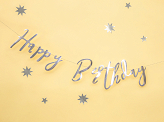 Banner Happy Birthday, silver, 16.5x62cm