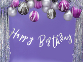 Banner Happy Birthday, silver, 16.5x62cm