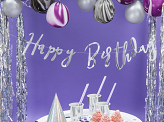 Banner Happy Birthday, silver, 16.5x62cm