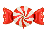 Foil balloon Candy, 113x54 cm, beige and red