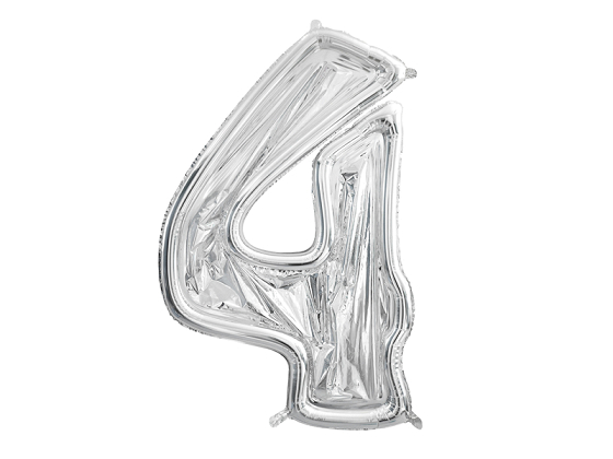 Number Frame '4' for Latex Balloons, 126cm, Silver