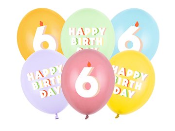 Balloons 30 cm, 6, mix (1 pkt / 6 pc.)
