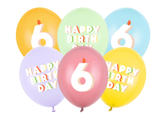 Balloons 30 cm, 6, mix (1 pkt / 6 pc.)