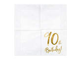 Napkins 90th Birthday, white, 33x33cm (1 pkt / 20 pc.)