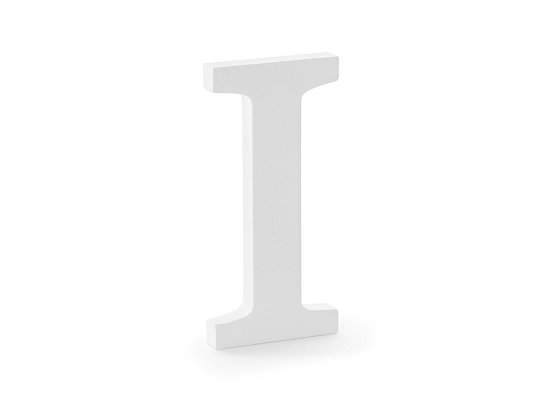 Wooden letter I, white, 9.5x20cm