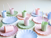 Plastic cups Frill, 220 ml, sage (1 pkt / 4 pc.)