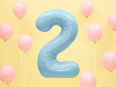 Foil Balloon Number ''2'', 86cm, light blue