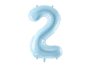 Foil Balloon Number ''2'', 86cm, light blue