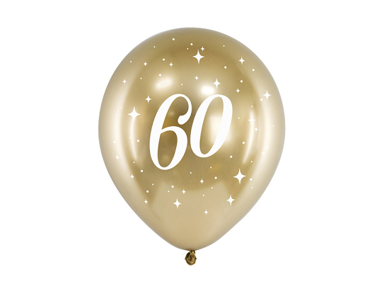 Glossy Balloons 30cm, 60, gold (1 pkt / 6 pc.)