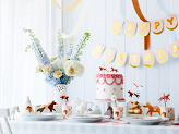 Paper Tablecloth Checkered with Horses, mix, 180x120 cm