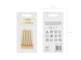 Birthday candles, plain, gold, 6cm (1 pkt / 6 pc.)