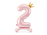 Standing foil balloon Number ''2'' , 84 cm,  light pink