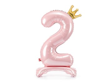 Standing foil balloon Number ''2'' , 84 cm,  light pink