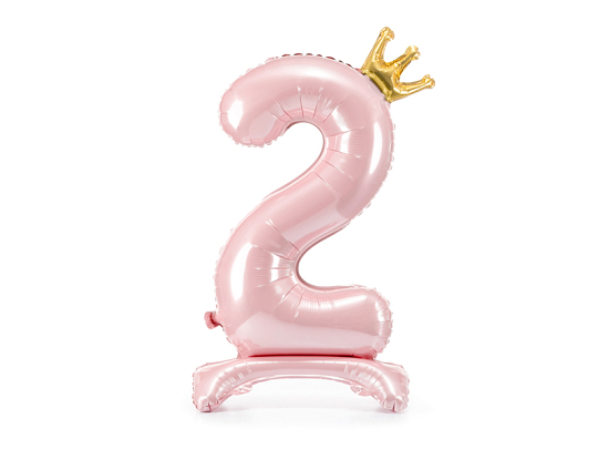 Standing foil balloon Number ''2'' , 84 cm,  light pink