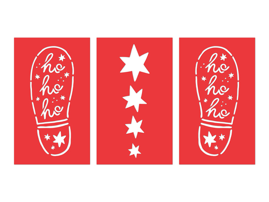 Christmas decoration - Santa's Footprint stencils, 16.5x27.5 cm, mix (1 pkt / 3 pc.)