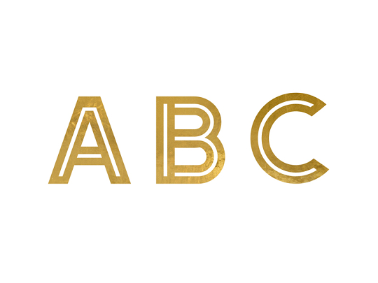 Alphabet stickers, 4 cm, gold (1 pkt / 6 pc.)