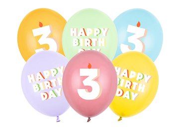 Balloons 30 cm, 3, mix (1 pkt / 6 pc.)