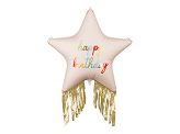 Foil balloon Star with fringes Happy Birthday, 72x72 cm, mix