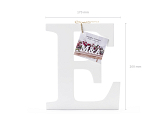 Wooden letter E, white, 17x20cm