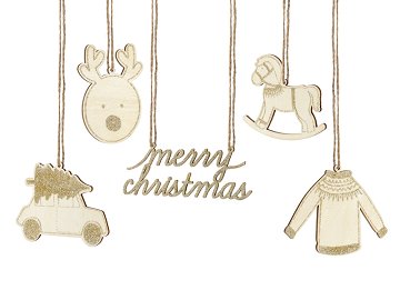 Hanging decorations Christmas, mix (1 pkt / 10 pc.)