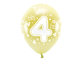 Metallic Eco Balloons 33 cm, Number '' 4 '', light gold (1 pkt / 6 pc.)