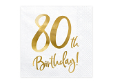 Napkins 80th Birthday, white, 33x33cm (1 pkt / 20 pc.)