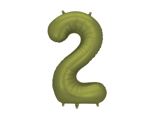 Foil Balloon Number ''2'', 86cm, olive