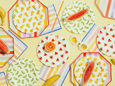 Plates Stripes, 24.5x24.5 cm, mix (1 pkt / 6 pc.)