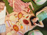 Plates Stripes, 24.5x24.5 cm, mix (1 pkt / 6 pc.)