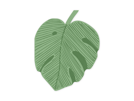 Napkins Monstera leaf, 29.1x36 cm, green
