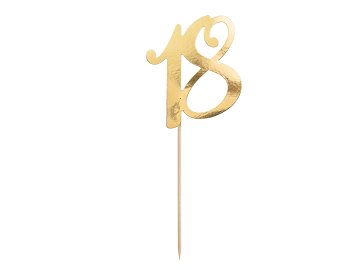 Cake topper ''18'', gold, 20.5cm