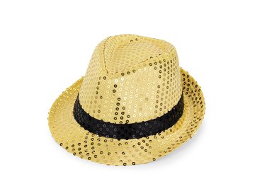 Sequin hat with a band, diameter 27 cm, gold