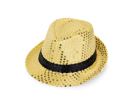 Sequin hat with a band, diameter 27 cm, gold