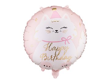 Foil Balloon Disc Kitty, 35x35 cm, mix